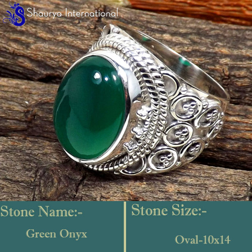 Green Onyx K - SDR640-Gorgeous Party Look Handmade Designer Rings 925 Sterling