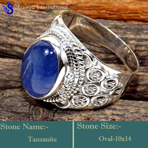 Tanzanite Cab M - SDR640-Gorgeous Party Look Handmade Designer Rings 925 Sterling