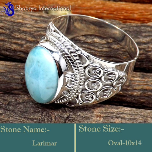 Larimar P - SDR640-Gorgeous Party Look Handmade Designer Rings 925 Sterling