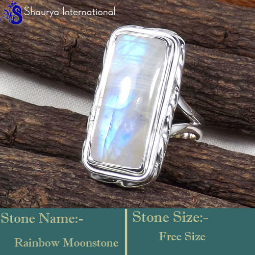 Rainbow Moonstone C - SDR635-Lovely Latest Collection In Designer Handmade Rings 925 S Rainbow Moonstone C - SDR635-Lovely Latest Collection In Designer Handmade Rings 925 S