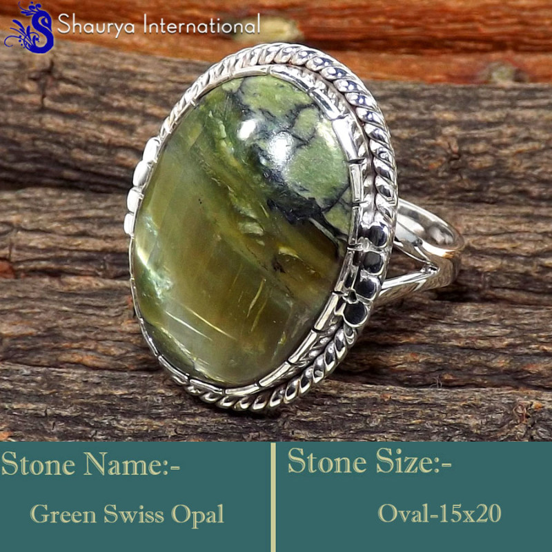 Green Swiss Opal D - SDR634-Stunning Party Look Handmade Designer Rings 925 Sterling Green Swiss Opal D - SDR634-Stunning Party Look Handmade Designer Rings 925 Sterling