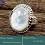 Rainbow Moonstone F - SDR634-Stunning Party Look Handmade Designer Rings 925 Sterling
