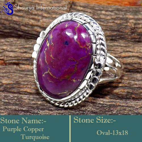 Purple Copper Turquoise H - SDR634-Stunning Party Look Handmade Designer Rings 925 Sterling