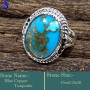 Blue Copper Turquoise L - SDR634-Stunning Party Look Handmade Designer Rings 925 Sterling