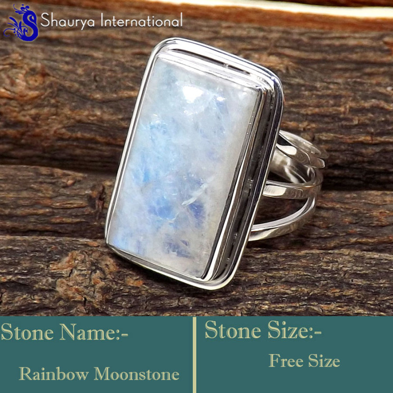 Rainbow Moonstone A - SDR631-Trendy Look Designer Colourful Rings 925 Sterling Silver Rainbow Moonstone A - SDR631-Trendy Look Designer Colourful Rings 925 Sterling Silver
