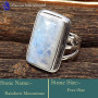 Rainbow Moonstone A - SDR631-Trendy Look Designer Colourful Rings 925 Sterling Silver