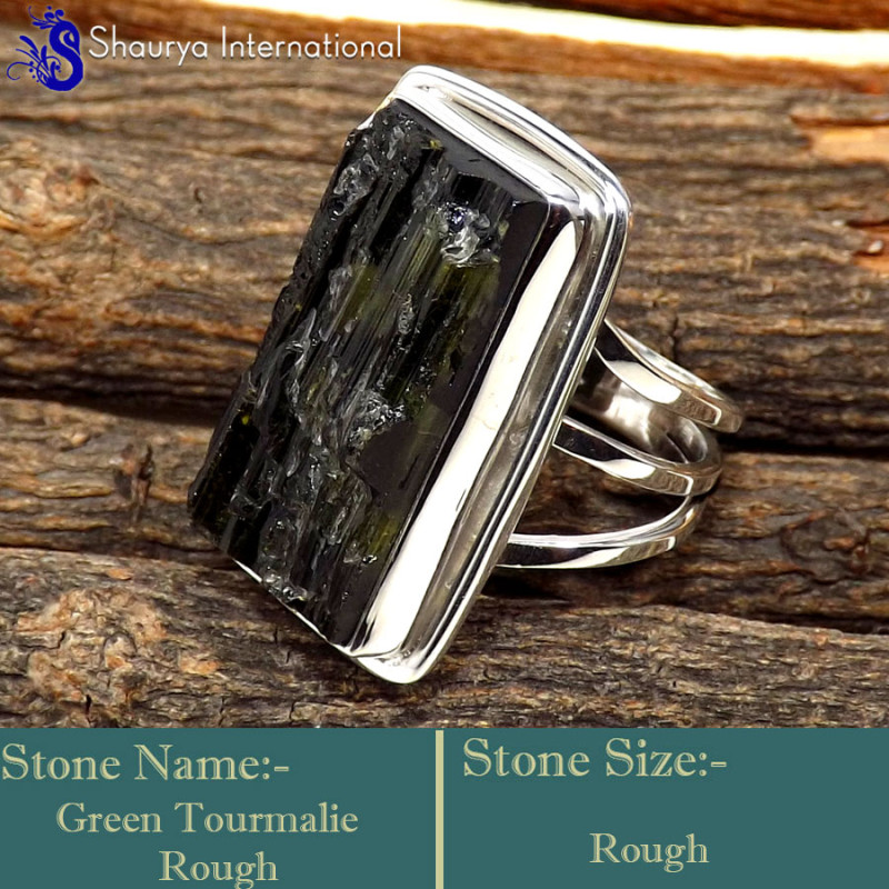 Green Tourmaline I - SDR631-Trendy Look Designer Colourful Rings 925 Sterling Silver Green Tourmaline I - SDR631-Trendy Look Designer Colourful Rings 925 Sterling Silver