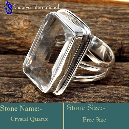 Crystal Quartz F - SDR628-Unique Cut Gemstone Fashionable Designer Rings 925 Sterli
