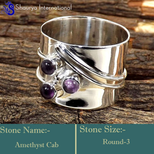 Amethyst Cab B - SDR625-Marvellous New Look Handmade Designer Rings 925 Sterling