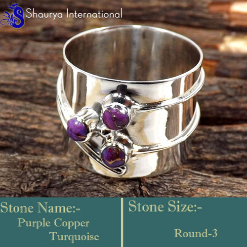 Purple Copper Turquoise C - SDR625-Marvellous New Look Handmade Designer Rings 925 Sterling