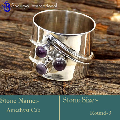 Amethyst Cab H - SDR625-Marvellous New Look Handmade Designer Rings 925 Sterling