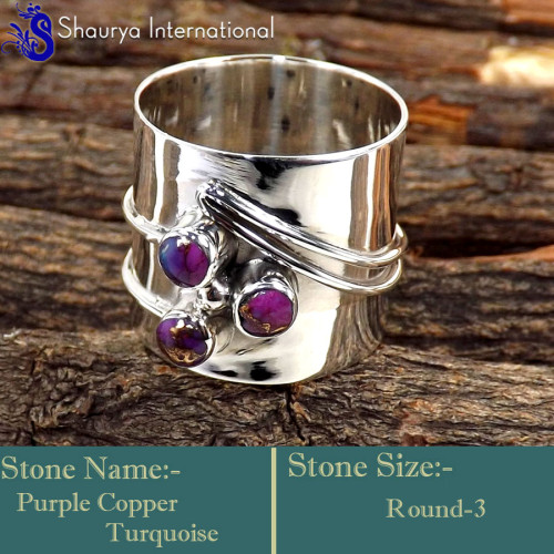 Purple Copper Turquoise O - SDR625-Marvellous New Look Handmade Designer Rings 925 Sterling