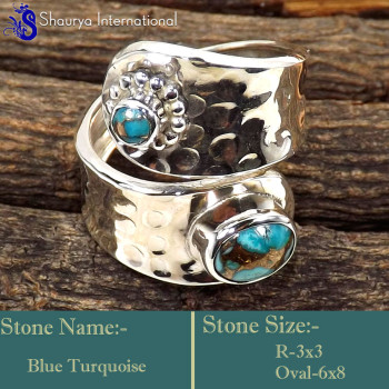 Blue Copper Turquoise D - SDR624-Indian Wholesale Company Adjustable Designer Rings 925 St Blue Copper Turquoise D - SDR624-Indian Wholesale Company Adjustable Designer Rings 925 St