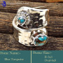 Blue Copper Turquoise D - SDR624-Indian Wholesale Company Adjustable Designer Rings 925 St