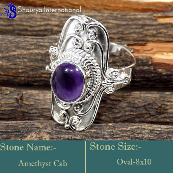 Amethyst Cab O - SDR623-Gorgeous Party Look Wholesale Handmade Rings 925 Sterling Amethyst Cab O - SDR623-Gorgeous Party Look Wholesale Handmade Rings 925 Sterling