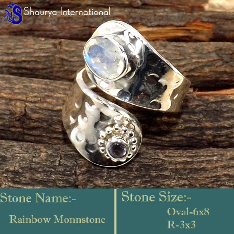 Rainbow Moonstone B - SDR621-Adjustable Exclusive Designer Handmade Rings Factory Whol Rainbow Moonstone B - SDR621-Adjustable Exclusive Designer Handmade Rings Factory Whol
