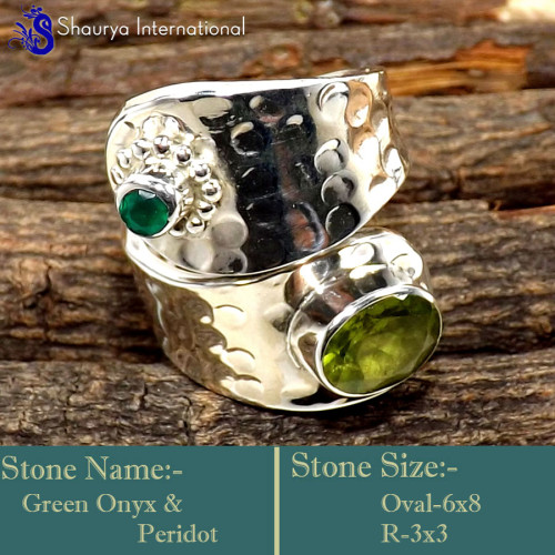 Peridot & Green Onyx F - SDR621-Adjustable Exclusive Designer Handmade Rings Factory Whol Peridot & Green Onyx F - SDR621-Adjustable Exclusive Designer Handmade Rings Factory Whol