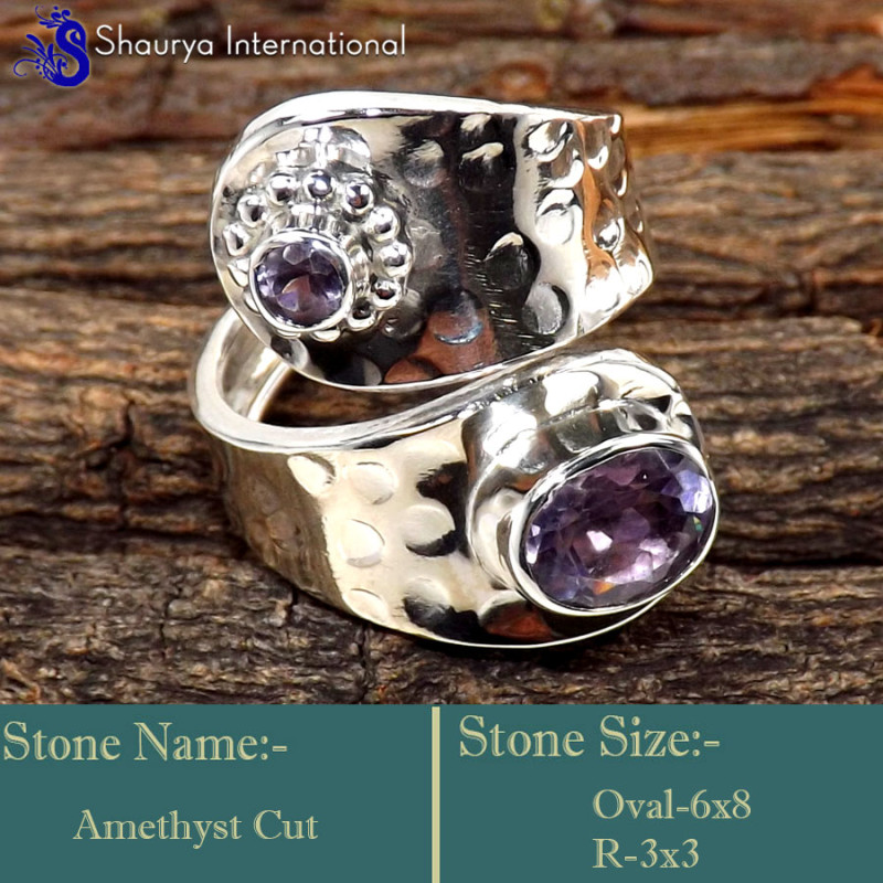 Amethyst Cut I - SDR621-Adjustable Exclusive Designer Handmade Rings Factory Whol Amethyst Cut I - SDR621-Adjustable Exclusive Designer Handmade Rings Factory Whol