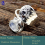 Rainbow Moonstone & Iolite J - SDR621-Adjustable Exclusive Designer Handmade Rings Factory Whol