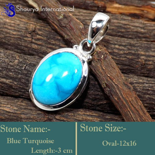 Blue Turquoise D - ISP709-Indian Wholeseller Company Made Plain Setting Pendants 92