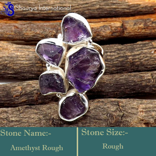 Amethyst Rough A - SRR998-Charming Rough Gemstones Wholesale Handmade Rings 925 Ste