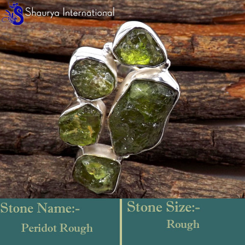 Peridot Rough E - SRR998-Charming Rough Gemstones Wholesale Handmade Rings 925 Ste