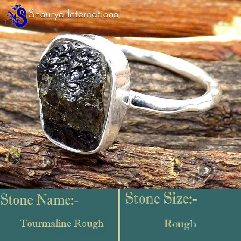 Tourmaline Rough A - SRR996-925 Sterling Silver Fabulous Rough Gemstone Rings Company Tourmaline Rough A - SRR996-925 Sterling Silver Fabulous Rough Gemstone Rings Company