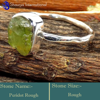 Peridot Rough B - SRR996-925 Sterling Silver Fabulous Rough Gemstone Rings Company Peridot Rough B - SRR996-925 Sterling Silver Fabulous Rough Gemstone Rings Company