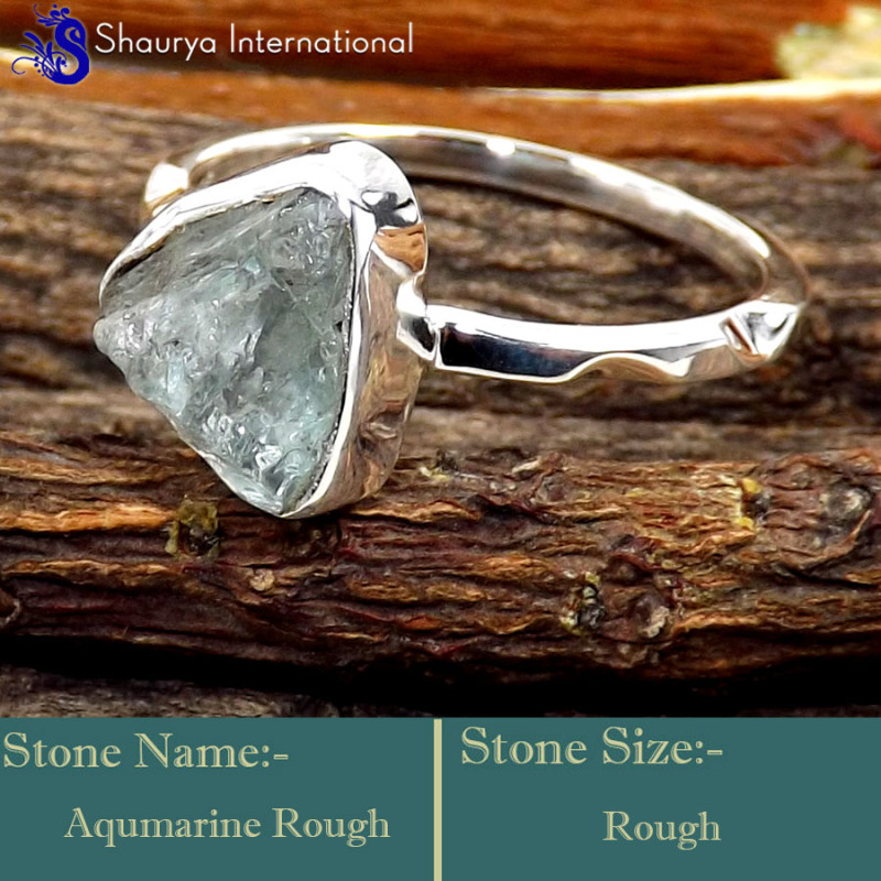 Aquamarine Rough D - SRR996-925 Sterling Silver Fabulous Rough Gemstone Rings Company Aquamarine Rough D - SRR996-925 Sterling Silver Fabulous Rough Gemstone Rings Company