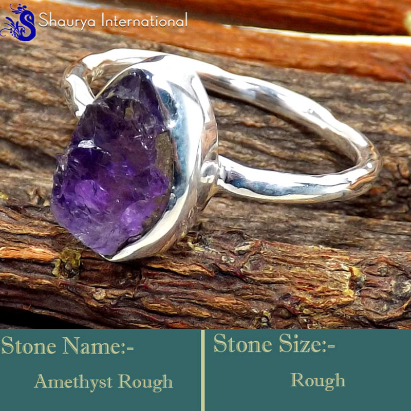 Amethyst Rough G - SRR996-925 Sterling Silver Fabulous Rough Gemstone Rings Company Amethyst Rough G - SRR996-925 Sterling Silver Fabulous Rough Gemstone Rings Company