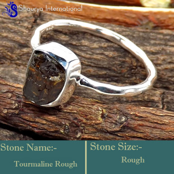 Tourmaline Rough H - SRR996-925 Sterling Silver Fabulous Rough Gemstone Rings Company Tourmaline Rough H - SRR996-925 Sterling Silver Fabulous Rough Gemstone Rings Company