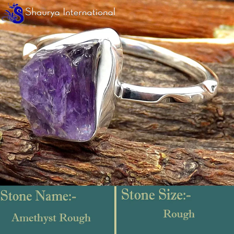 Amethyst Rough O - SRR996-925 Sterling Silver Fabulous Rough Gemstone Rings Company Amethyst Rough O - SRR996-925 Sterling Silver Fabulous Rough Gemstone Rings Company
