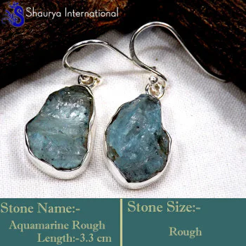 Aquamarine Rough B - RGE977-Glorious Design Handmade Rough Gemstone Earrings 925 Ster