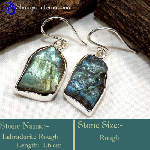 Labradorite Rough C - RGE977-Glorious Design Handmade Rough Gemstone Earrings 925 Ster