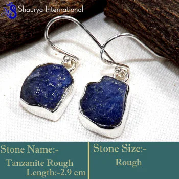 Tanzanite Rough F - RGE977-Glorious Design Handmade Rough Gemstone Earrings 925 Ster