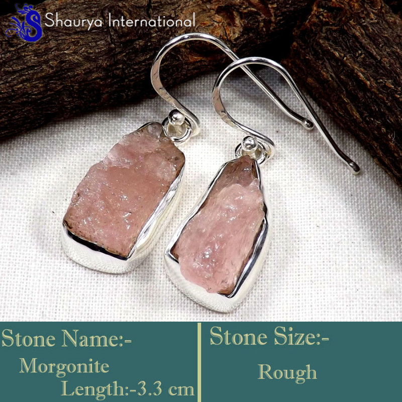 Morgonite Rough H - RGE977-Glorious Design Handmade Rough Gemstone Earrings 925 Ster Morgonite Rough H - RGE977-Glorious Design Handmade Rough Gemstone Earrings 925 Ster