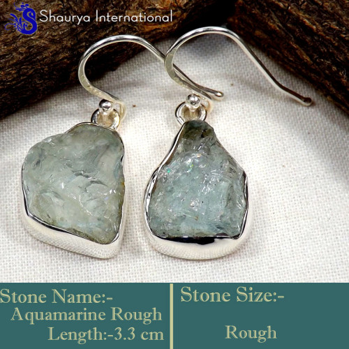 Aquamarine Rough I - RGE977-Glorious Design Handmade Rough Gemstone Earrings 925 Ster Aquamarine Rough I - RGE977-Glorious Design Handmade Rough Gemstone Earrings 925 Ster