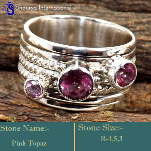 Pink Topaz C - SDR618-Movable Lovely Faceted Cut Colourful Rings 925 Sterling S Pink Topaz C - SDR618-Movable Lovely Faceted Cut Colourful Rings 925 Sterling S
