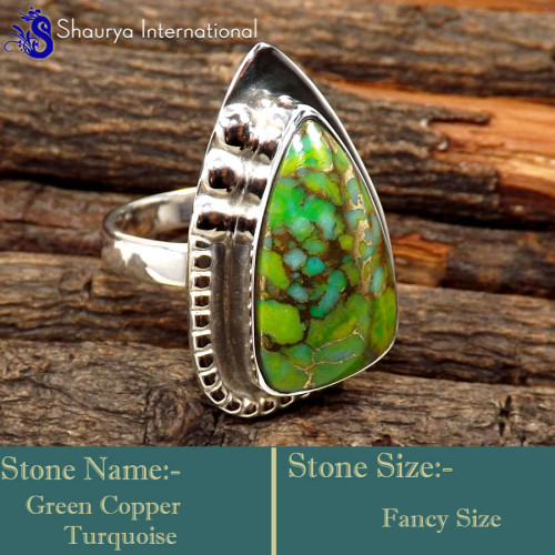 Green Copper Turquoise B - SDR616-Direct Factory Wholesale Designer Rings 925 Sterling Silv