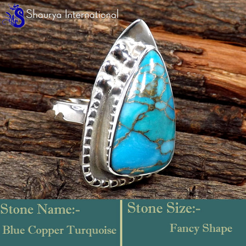 Blue Copper Turquoise I - SDR616-Direct Factory Wholesale Designer Rings 925 Sterling Silv Blue Copper Turquoise I - SDR616-Direct Factory Wholesale Designer Rings 925 Sterling Silv