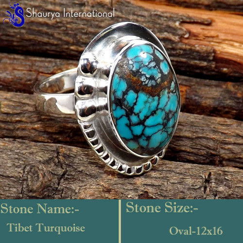 Tibet Turquoise O - SDR616-Direct Factory Wholesale Designer Rings 925 Sterling Silv