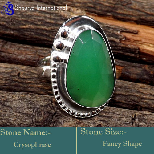 Chrysophrase Cut A - SDR615-Gorgeous Party Look Wholesale Handmade Rings 925 Sterling