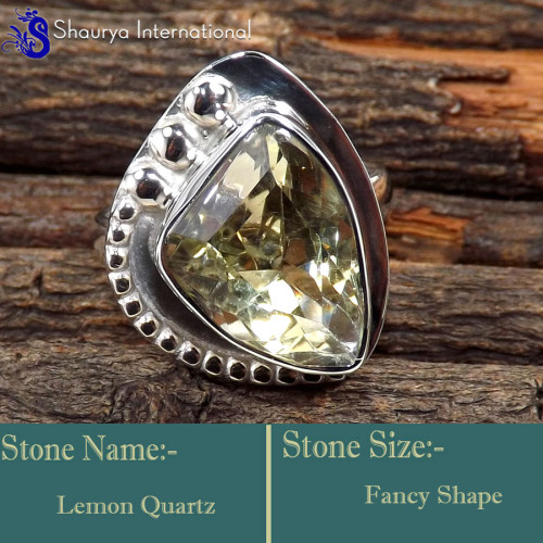 Lemon Quartz C - SDR615-Gorgeous Party Look Wholesale Handmade Rings 925 Sterling