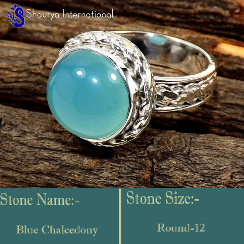 Blue Chalcedony O - SDR614-925 Sterling Silver Stunning New Look Designer Handmade R Blue Chalcedony O - SDR614-925 Sterling Silver Stunning New Look Designer Handmade R