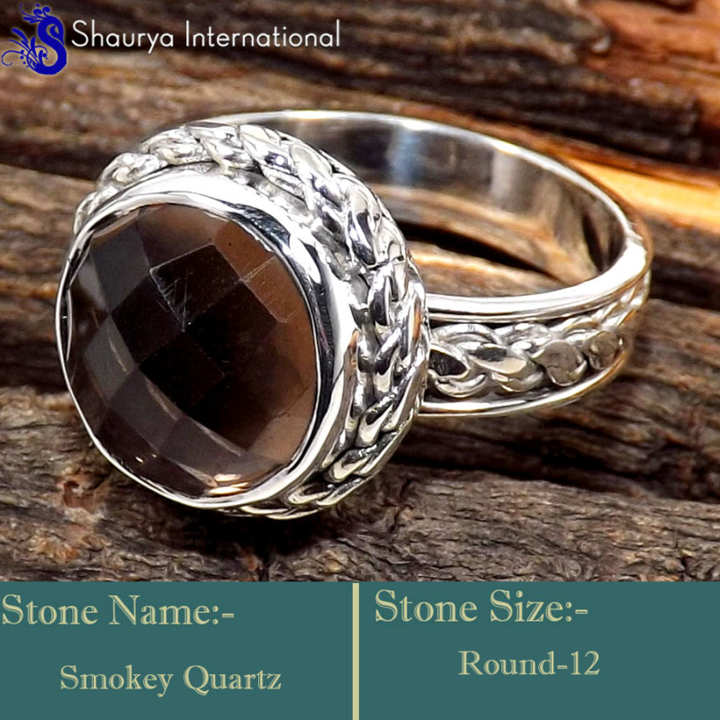 Smokey Quartz Cut E - SDR613-Indian Company Wholesale Designer Rings 925 Sterling Silv Smokey Quartz Cut E - SDR613-Indian Company Wholesale Designer Rings 925 Sterling Silv