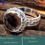 Smokey Quartz Cut E - SDR613-Indian Company Wholesale Designer Rings 925 Sterling Silv
