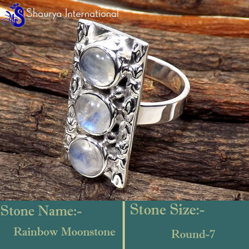 Rainbow Moonstone B - SDR612-Gorgeous Look Wholesale Designer Rings 925 Sterling Silve