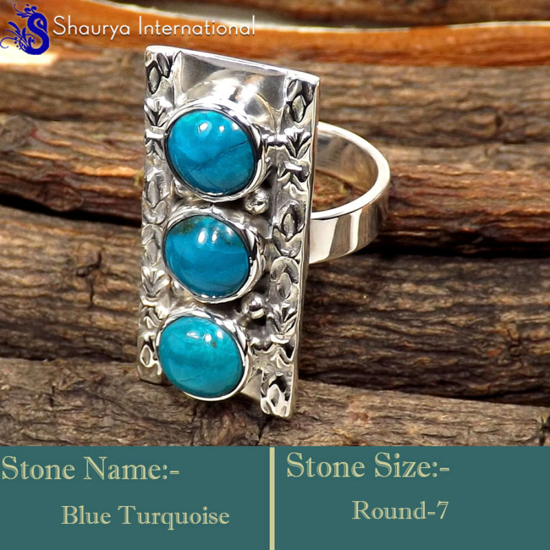 Blue Copper Turquoise E - SDR612-Gorgeous Look Wholesale Designer Rings 925 Sterling Silve Blue Copper Turquoise E - SDR612-Gorgeous Look Wholesale Designer Rings 925 Sterling Silve