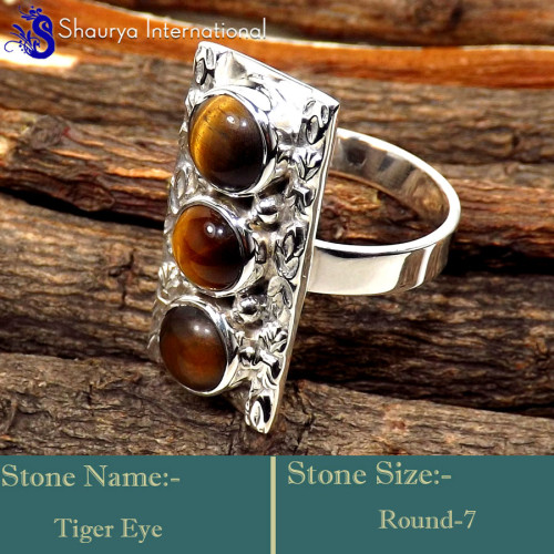 Tiger Eye O - SDR612-Gorgeous Look Wholesale Designer Rings 925 Sterling Silve