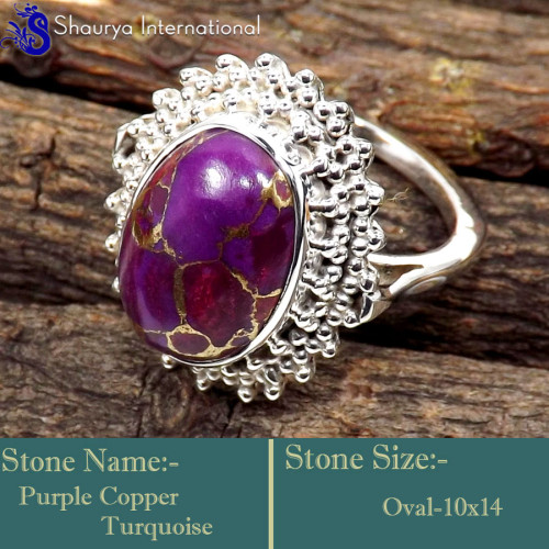 Purple Copper Turquoise A - SDR611-Stunning New Collection Handmade Designer Ring 925 Sterli
